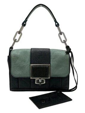BALENCIAGA 228757 Light Green Dark Navy Leather Handbag